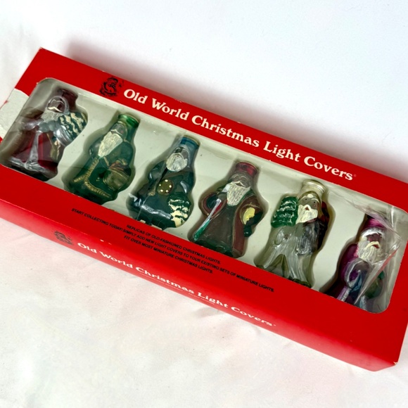 Vintage Old World Christmas 6 Father Christmas Mini Light Covers Santa Excellent - Picture 13 of 13